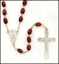 Cordovan Wood Oval Bead Rosary